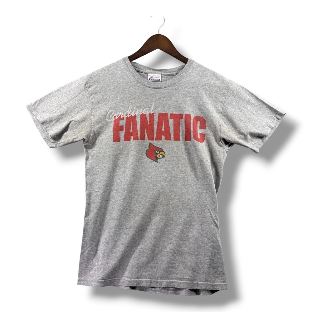 Hanes Louisville Cardinals Freedom Hall Fanatic T-Shirt Mens Small Gray Heather
